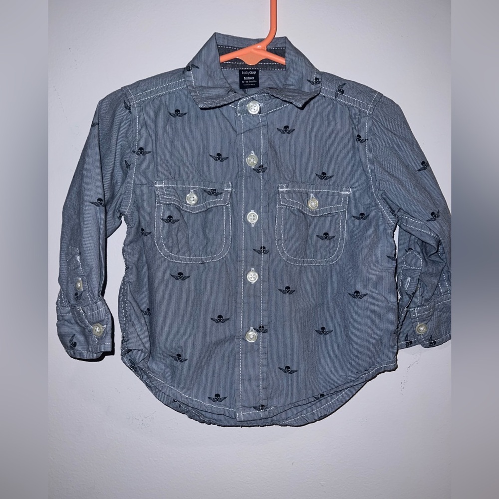 BabyGAP 12-18mo. Gray Casual Button-Down Shirt
